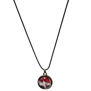 Boho Art Deco Dried Flower Pendant Necklace Black Cord Fashion Jewelry Women